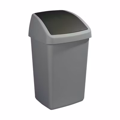 Poubelle grise avec couvercle basculant Delta 50 litres