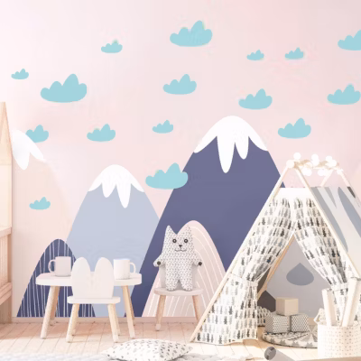 Stickers enfant montagnes scandinaves finka 100 x 150 cm