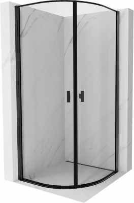 Mexen Mist cabine de douche semi-circulaire pivotante 90 x 90 cm, cadre noir, noir – 8A31-090-090-70-70