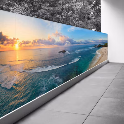 Brise vue Trompe l&rsquo;oeil – 120×390 cm – Couché de soleil 3617689694573
