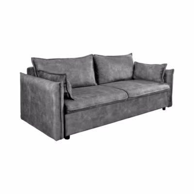 Canapé droit CALDERO gris foncé convertible avec coffre  Canapé-lit en velours doux avec rangement intégré
