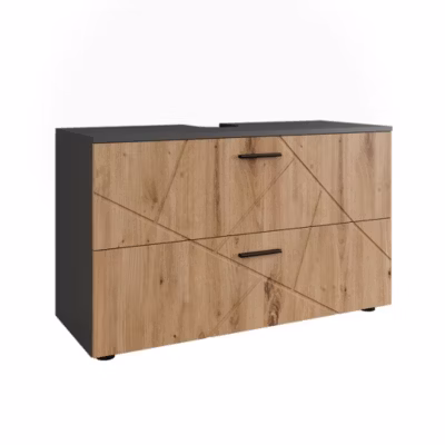 Vicco Meuble sous vasque Anthracite/Chêne de force doré 100.1×60.6cm avec 2 tiroirs