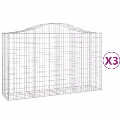 vidaXL 3x Paniers à Gabions Arqués Cages à Gabions Arquées Murs de Gabion Barrières de Jardin Terrasse Extérieur 3145662