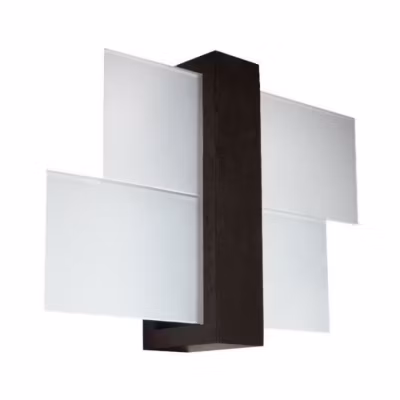 Applique Murale Bois 2 rectangles de Verre pour Ampoule E27 – SILUMEN – Moka
