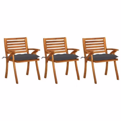 vidaXL Chaises à dîner de jardin avec coussins 3 pcs Acacia massif 3060826