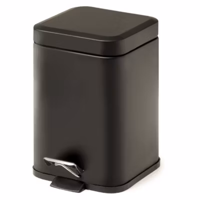 Poubelle Rectangulaire Artemisia En Acier Noir Mat 3L
