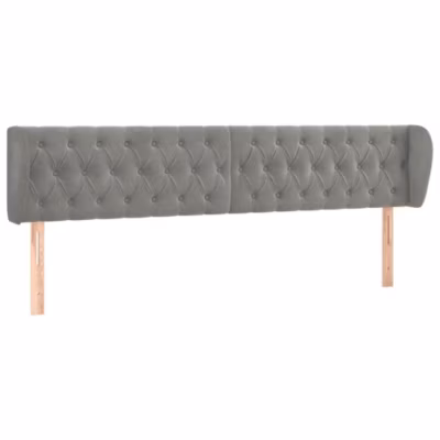 vidaXL Tête de lit avec oreilles Gris clair 183x23x78-88 cm Velours3117540
