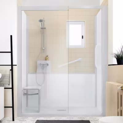 Cabine de douche Kinedo Kinemagic Design 160×70 niche basse solo transparent thermostatique