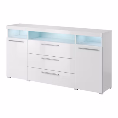 Buffet 180cm pour salon couleur blanc brillant collection BOMBAY