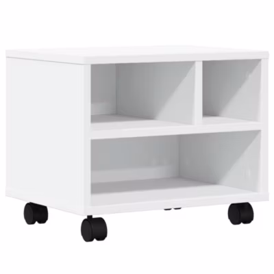 Support d&rsquo;imprimante avec roulettes blanc 41x32x34,5 cm vidaXL