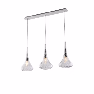 Nemesi Rail en fer avec verre pyrex transparent 3 lumières L.75×10 BL280-BIN3-TR