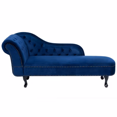 Chaise longue côté gauche NIMES Velours Bleu marine