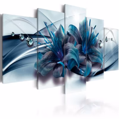 Tableau Fleurs Blue Lily 100×50 cm