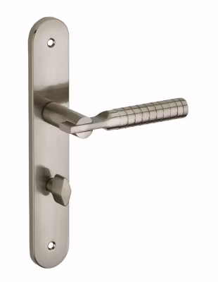 Ensemble de poignées pour salle de bain/toilette Diane à condamnation, carré 7mm, entr&rsquo;axes 195mm, nickelé brossé – THIRARD