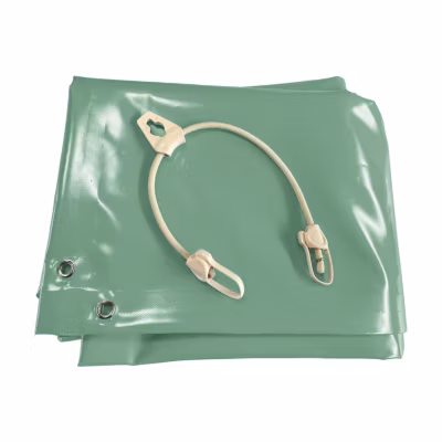 Bâche hivernage piscine 11 x 4 m – Dimensions bâche : 11,7 x 4,7 m – Toile PVC 580 g/m² Vert amande – Couverture hiver