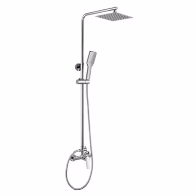 Colonne de douche monocommande carrée SIX, 79-125 cm, finition chrome poli, en laiton Kibath
