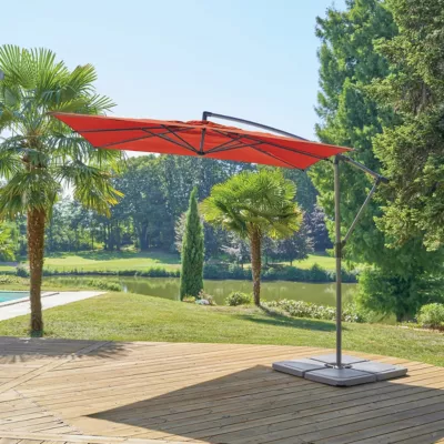 Parasol déporté carré Manoa Ambre 2,5 x 2,5m en aluminium acier et polyester – Hespéride