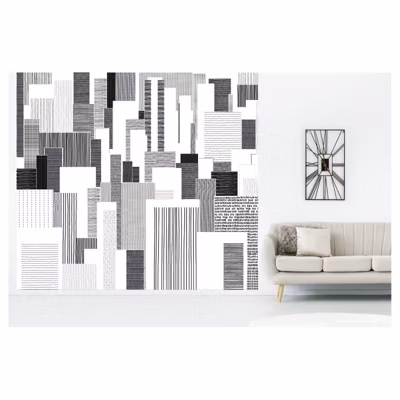 Papier peint intissé urbain BLOCKS 300 x 270 cm (LxH) – Tapisserie murale panoramique XXL, Made in France par Scenolia