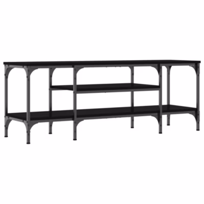 Prolenta Premium –  Meuble TV noir 121x35x45 cm bois d&rsquo;ingénierie et fer