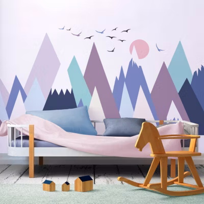 Stickers enfant montagnes scandinaves beyonka 120 x 180 cm