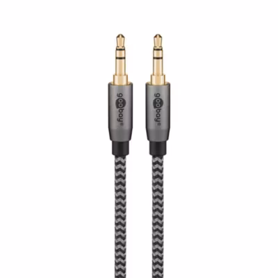 Câble audio Jack 3.5mm gold noir 1 mètre GOOBAY