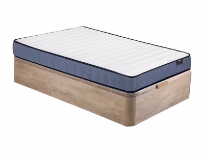 Ensemble 90 x 190 cm sommier coffre naturel clair + matelas ressorts ensachés ép.19cm – DAYNI de YSMÉE
