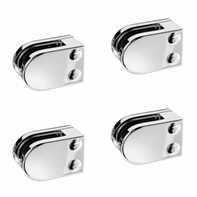 4 x Pince à verre plate modèle 07 – Ep. verre 6,76 mm – Zamak chromé brillant