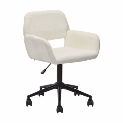 URBAN MEUBLE Chaise enfant en tissu bouclé réglable à roulettes pivotante noire Beige