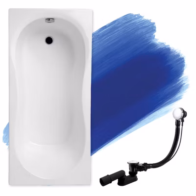 Baignoire rectangulaire 120 x 75 GRACJA acrylique blanc, sans Habillage + Pieds + Vidage à chromé