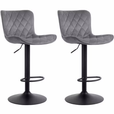 Tabourets de bar Emma OVEGNA velours gris foncé métal réglables