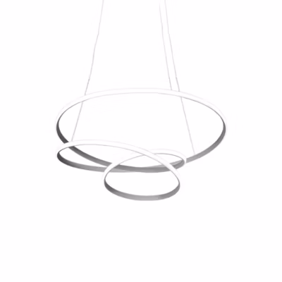 Diva – Suspension LED dimmable 39W – en aluminium titane, lumière chaude 3000K, anneaux entrelacés d.50cm