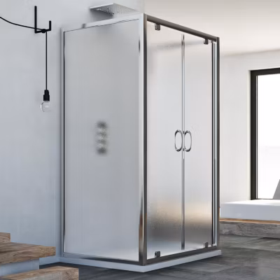 Cabine Douche avec 3 côtés 80x100x80 CM H185 granité  modèle Sintesi Trio 2 Portillons