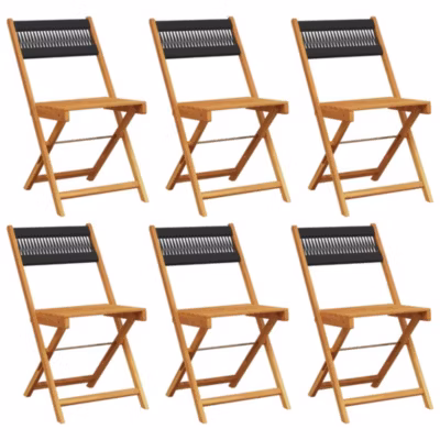 Chaises de jardin pliantes lot de 6 noir bois d&rsquo;acacia massif vidaXL