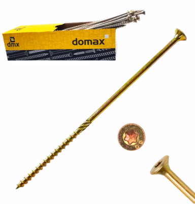 Vis de construction en bois Domax à tête fraisée, zinguée jaune, 6 x 260 mm 100 pcs