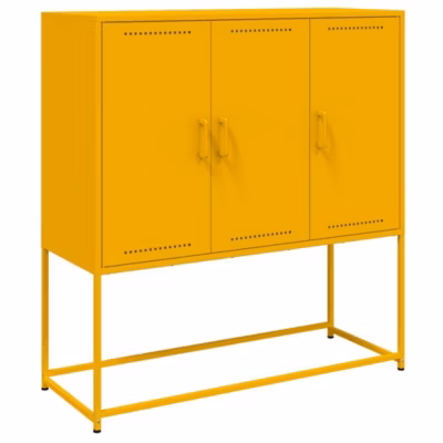 Buffet haut jaune moutarde 100,5x39x107 cm acier vidaXL