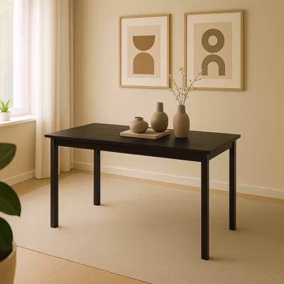 Table à manger extensible rectangulaire en MDF bois noir 120/160 cm  Oviala