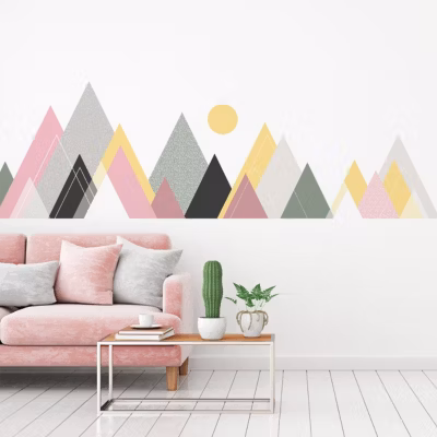 Stickers muraux – Décoration chambre salon – Autocollant Sticker mural géant montagnes scandinaves VOGIA – 95x135cm