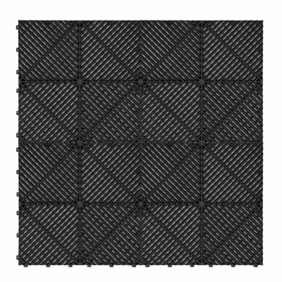 Carrelage de Sol Ventilé Pour Garage x 120 Avec Bordure (Noir)