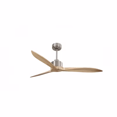 Modulo Latino Slim – Super destratificateur et ventilateur DC 132 cm chrome pales bois clair  idéal 26 à 40 m²