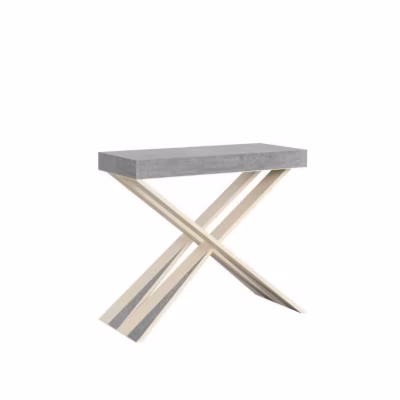 Console muraleConsole extensible 90×40/196 cm Diago Small Gris Béton cadre Blanc