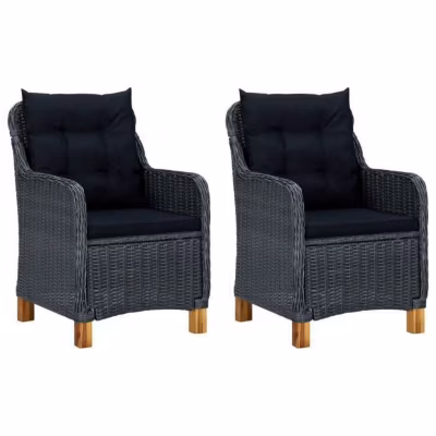 vidaXL 2x Chaises de Jardin avec Coussins Fauteuil de Patio Chaise de Salle à Manger d&rsquo;Extérieur Chaise de Terrasse Dîner 313316