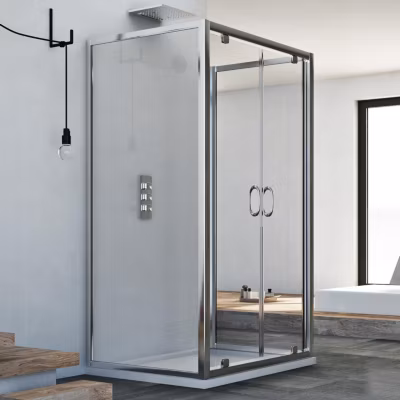 Cabine Douche avec 3 côtés 80x110x80 CM H185 transparent  modèle Sintesi Trio 2 Portillons