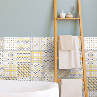 Sticker Mural Carrelage adhésif Cuisine Salle de Bain – 24 STICKERS CARREAUX DE CIMENT SCANDINAVE REYKJAVIK – 24stickers15x15cm