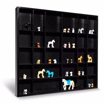 Creative Deco Vitrine Murale Petite Etagere Bois Noir – 28 Compartiments – 44,5 x 40 x 3cm – Vitrine pour Collection Figurine