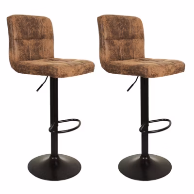 JULIO – Lot de 2 Tabourets Simili Marron Camel