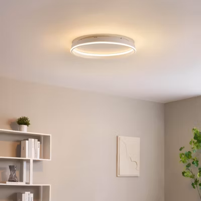 Plafonnier épuré LED dimmable rond blanc de 60 cm – Soléane