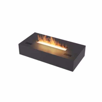 Brûleur au bioéthanol avec insert de plan de travail en acier inoxydable noir mat 40cm