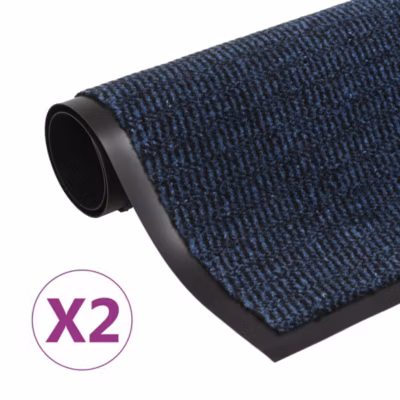 Paillassons rectangulaires 2 pcs 90 x 150 cm Bleu vidaXL