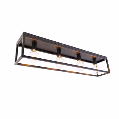 Plafonnier industriel noir 99,5 cm 4 lumières – Cage