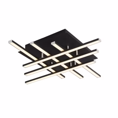 Plafonnier, 6 lumieres, metal alu, matt noir